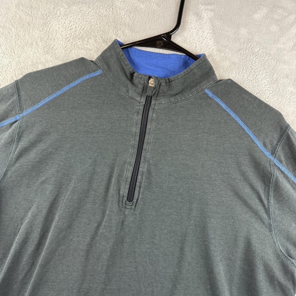 Tasc Performance Pullover Mens Medium Gray Bamboo Quarter Zip Training Athletic